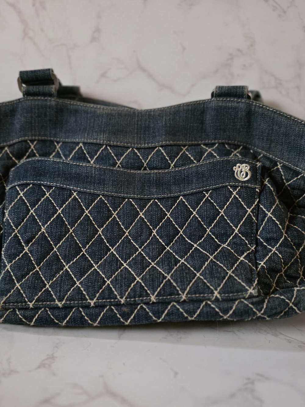 Vera Bradley Quilted Denim Tote in Dark Blue
